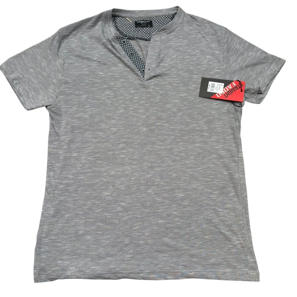 StraightFadded Short Sleeve Slim Men Shirt Size large